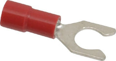 Thomas & Betts - #10 Stud, 22 to 18 AWG Compatible, Partially Insulated, Crimp Connection, Locking Fork Terminal - Makers Industrial Supply