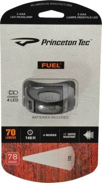 Princeton Tec - LED Bulb, 70 Lumens, Hands-free Flashlight - Black Plastic Body, 3 AAA Batteries Not Included - Makers Industrial Supply