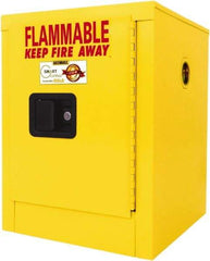 Securall Cabinets - 1 Door, 1 Shelf, Yellow Steel Standard Safety Cabinet for Flammable and Combustible Liquids - 22" High x 17" Wide x 17" Deep, Manual Closing Door, 3 Point Key Lock, 4 Gal Capacity - Makers Industrial Supply