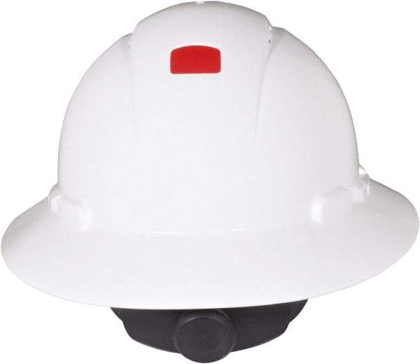 3M - ANSI Type I, Class C Rated, 4-Point, Ratchet Adjustment Hard Hat - Size 6-1/2 to 8, White, Full Brim, Vented - Makers Industrial Supply