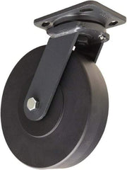 Hamilton - 8" Diam x 2" Wide x 9-1/2" OAH Top Plate Mount Swivel Caster - Nylon, 2,000 Lb Capacity, Sealed Precision Ball Bearing, 4 x 5" Plate - Makers Industrial Supply