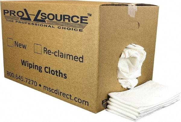 PRO-SOURCE - 12 Inch Long x 20 Inch Wide Virgin Cotton Diaper Rags - White, Lint Free, 25 Lbs. at 2 to 4 per Pound, Box - Makers Industrial Supply