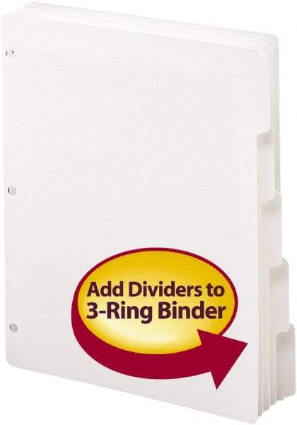 SMEAD - 8 1/2 x 11" 5 Tabs, 3-Hole Punched, Tab Divider - White - Makers Industrial Supply