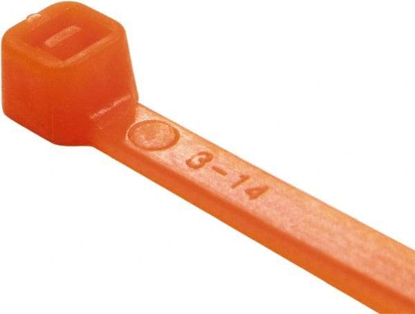 Value Collection - 8" Long Orange Nylon Standard Cable Tie - 50 Lb Tensile Strength, 54mm Max Bundle Diam - Makers Industrial Supply