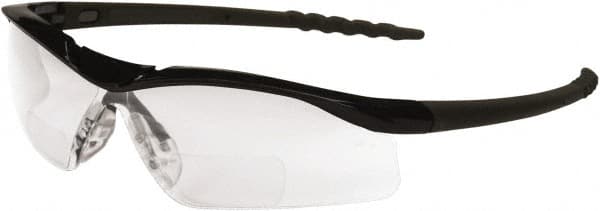 MCR Safety - +1, Clear Lenses, Scratch Resistant, Framed Magnifying Safety Glasses - Size Universal, Wrap Around, Black Frame - Makers Industrial Supply