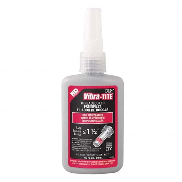 Vibra-Tite - 50 mL Bottle, Red, High Temp/High Strength Threadlocker - Makers Industrial Supply