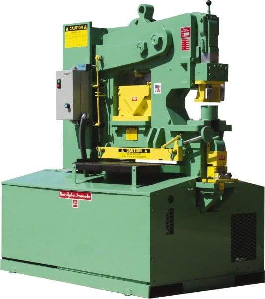 Uni-Hydro - 12" Throat Depth, 105 Ton Punch Pressure, 1-5/16" in 1" Punch Capacity Ironworker - 7-1/2 hp, 3 Phase, 220/480 Volts, 61-1/2" Wide x 70" High x 41" Deep - Makers Industrial Supply