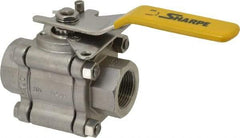 Sharpe Valves - 1" Pipe, Full Port, Stainless Steel Standard Ball Valve - 3 Piece, Inline - One Way Flow, FNPT x FNPT Ends, Locking Lever Handle, 1,000 WOG, 125 WSP - Makers Industrial Supply