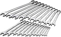 SK - 23 Piece, 8mm to 32mm, 12 Point Combination Wrench Set - Metric Measurement Standard, Chrome Finish, Comes in Rack - Makers Industrial Supply