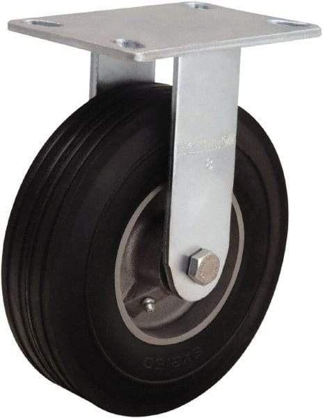 Hamilton - 8" Diam x 2" Wide, Rubber Rigid Caster - 500 Lb Capacity, Top Plate Mount, 4-1/2" x 6-1/4" Plate, Straight Roller Bearing - Makers Industrial Supply