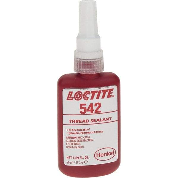 Loctite - 50 mL, Red, Medium Strength Thread Sealant - Series 542 - Makers Industrial Supply