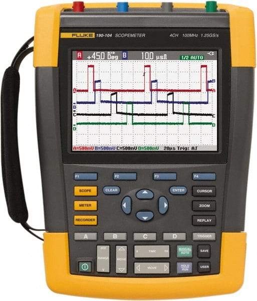 Fluke - 100 MHz, 4 Channel, Portable Oscilloscope - 2 to 100,000 V/div Vertical Deflection - Makers Industrial Supply