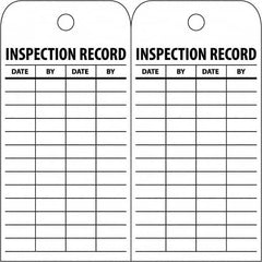 NMC - 3" High x 6" Long, INSPECTION RECORD, English Safety & Facility Inspection Tag - Tag Header: Notice, 2 Sides, White Poly - Makers Industrial Supply