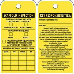 NMC - 3" High x 6" Long, SCAFFOLD INSPECTION, English Safety & Facility Inspection Tag - Tag Header: Notice, 2 Sides, Yellow Poly - Makers Industrial Supply