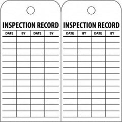 NMC - 3" High x 6" Long, INSPECTION RECORD, English Safety & Facility Inspection Tag - Tag Header: Notice, 2 Sides, White Poly - Makers Industrial Supply