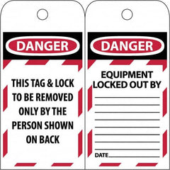 NMC - 3" High x 6" Long, DANGER \x96 DO NOT OPERATE, English Safety & Facility Lockout Tag - Tag Header: Danger, 2 Sides, Black & Red Poly - Makers Industrial Supply