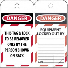 NMC - 3" High x 6" Long, DANGER \x96 DO NOT OPERATE, English Safety & Facility Lockout Tag - Tag Header: Danger, 2 Sides, Black & Red Poly - Makers Industrial Supply