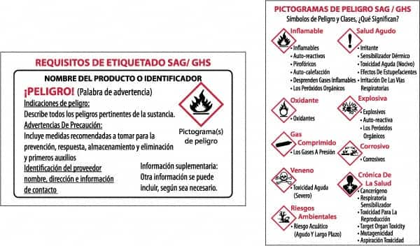 NMC - "HAZCOM/GHS/RTK", 2" Long x 3" Wide, Paper Safety Sign - Square, Use for Hazardous Materials - Makers Industrial Supply