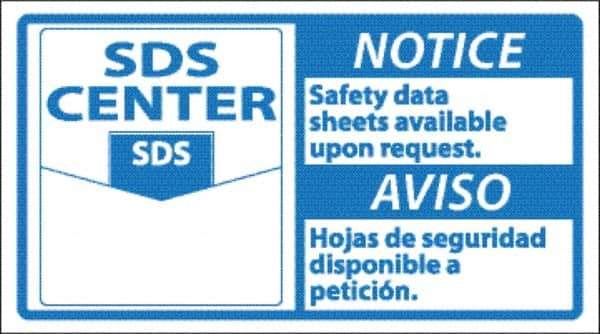 NMC - "Notice - Material Safety Data Sheets Available upon Request", 10" Long x 18" Wide, Rigid Plastic Safety Sign - Square, Use for Workplace/Safety - Makers Industrial Supply