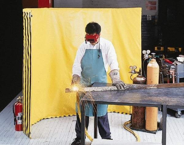 Singer Safety - 9 Ft. Wide x 6 Ft. High, 12 mil Thick Coated Vinyl Roll Up Welding Screen Kit - Yellow with Carrying Handle and Tie Strap - Makers Industrial Supply