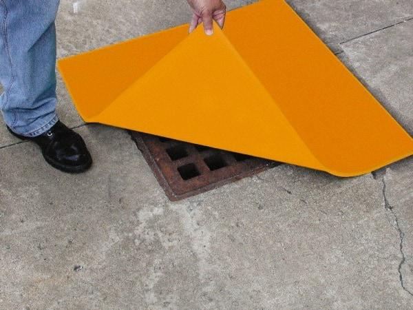 Eagle - 36" Long x 36" Wide, Polyurethane Barrier - 34" Drain, Orange, Use for Cover, Seals off Drain - Makers Industrial Supply