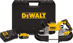 DeWALT - 20 Volt, 44-7/8" Blade, 490 SFPM Cordless Portable Bandsaw - 4-3/4" (Round) & 5" x 4-3/4" (Rectangle) Cutting Capacity, Lithium-Ion Battery Included - Makers Industrial Supply