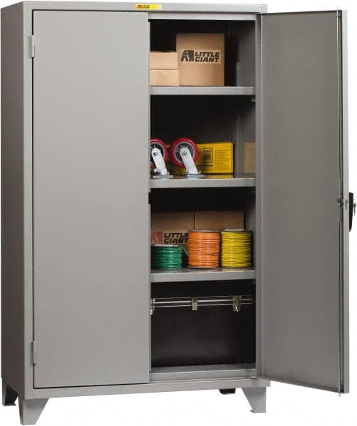 Little Giant - 3 Shelf Locking Storage Cabinet - Steel, 60" Wide x 30" Deep x 78" High, Gray - Makers Industrial Supply