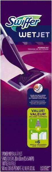 Swiffer - Silver, Purple & White Mopping Kit - 7" Long x 5" Wide Head, 46" Long Handle, Microfiber Head - Makers Industrial Supply