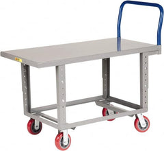 Little Giant - 2,000 Lb Capacity Steel Work Height Platform Truck - Steel Deck, 30" OAW, Polyurethane Casters - Makers Industrial Supply