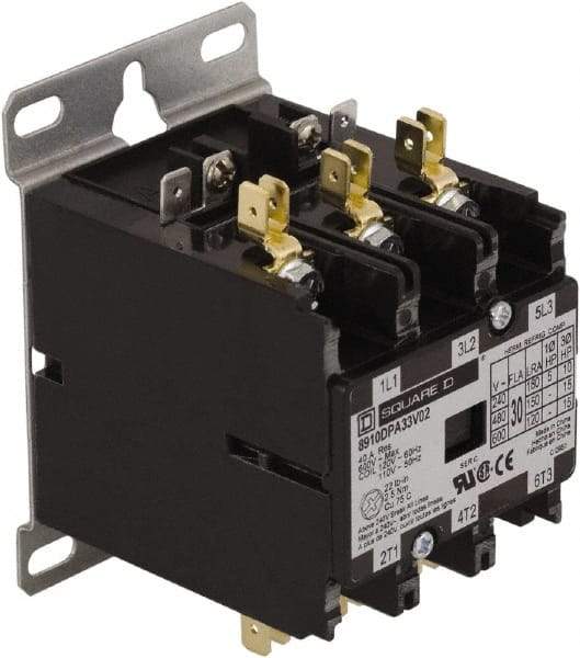 Square D - 3 Pole, 30 Amp Inductive Load, Definite Purpose Contactor - 40 Amp Resistive Rating - Makers Industrial Supply