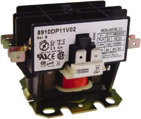 Square D - 2 Pole, 30 Amp Inductive Load, Definite Purpose Contactor - 40 Amp Resistive Rating - Makers Industrial Supply