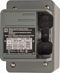 Square D - 3 Poles, 30 Amp, NEMA, Enclosed Toggle Manual Motor Starter - 1 hp at 90 VDC, 10 hp at 460 VAC, 10 hp at 575 VAC, 1-1/2 hp at 230 VDC, 2 hp at 115 VAC, 2 hp at 115 VDC & 7-1/2 hp at 230 VAC, CE, CSA, NEMA 4 & UL Listed - Makers Industrial Supply