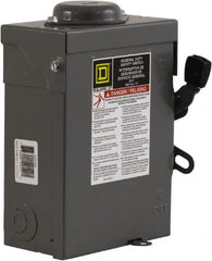 Square D - 60 Amp, 240 V, 2 Pole Nonfused Safety Switch - NEMA 3R, 10 hp at 240 VAC (Single Phase), DPST Contact Form - Makers Industrial Supply