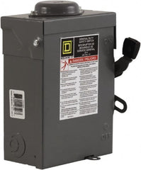 Square D - 30 Amp, 240 V, 3 Pole Fused Safety Switch - NEMA 3R, 3 hp at 240 VAC (Single Phase), 7.5 hp at 240 VAC (Triple Phase), 3PST Contact Form - Makers Industrial Supply