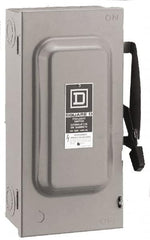 Square D - 60 Amp, 240 V, 2 Pole Fused Safety Switch - NEMA 1, 10 hp at 240 VAC (Single Phase), 15 hp at 240 VAC (Triple Phase), DPST Contact Form - Makers Industrial Supply