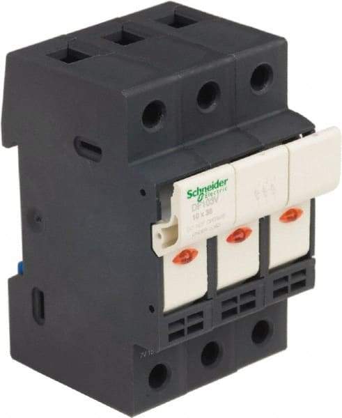 Schneider Electric - 3 Pole, 600 Volt, 32 Amp, DIN Rail Mount Fuse Holder - Compatible with 38mm Long x 52mm Wide and 10mm Diameter Fuse - Makers Industrial Supply