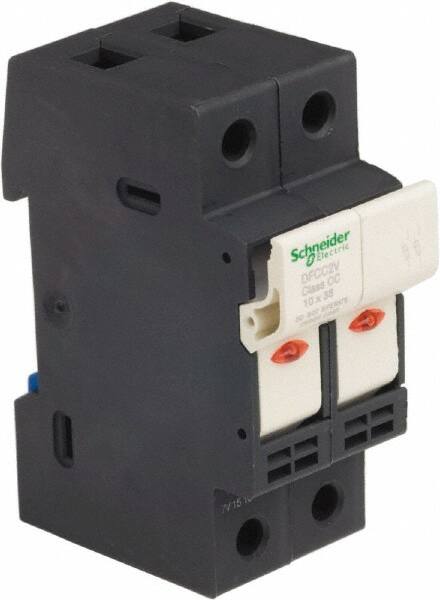 Schneider Electric - 2 Pole, 600 Volt, 30 Amp, DIN Rail Mount Fuse Holder - Compatible with CC Class, 35mm Wide Fuse - Makers Industrial Supply