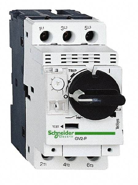 Schneider Electric - 32 Amp, 690 VAC at 50/60 Hz, 3 Pole, Bolt On, Clip Motor Circuit Breaker - Thermal Magnetic Trip, Multiple Breaking Capacity Ratings, 97mm Deep x 89mm High x 45mm Wide - Makers Industrial Supply