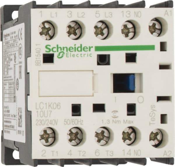 Schneider Electric - 3 Pole, 230 to 240 Coil VAC at 50/60 Hz, 6 Amp at 440 VAC, Nonreversible IEC Contactor - BS 5424, CSA, IEC 60947, NF C 63-110, RoHS Compliant, UL Listed, VDE 0660 - Makers Industrial Supply