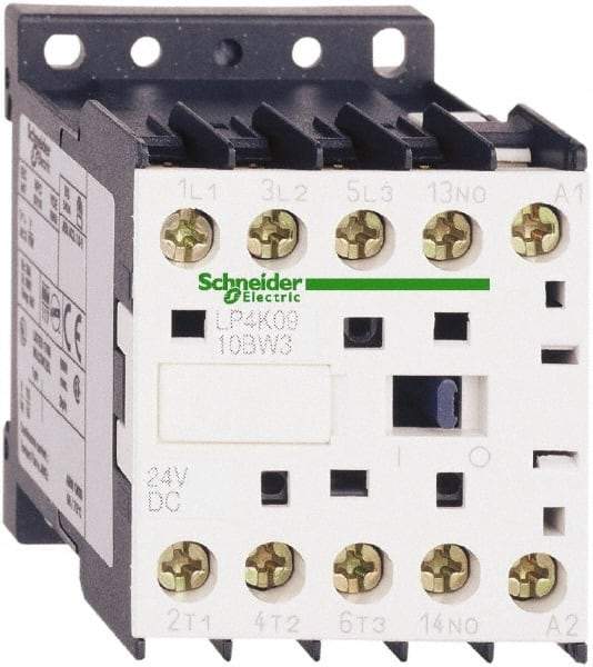 Schneider Electric - 3 Pole, 24 Coil VDC, 12 Amp at 440 VAC, 16 Amp at 690 VAC and 20 Amp at 440 VAC, Nonreversible IEC Contactor - BS 5424, CSA, IEC 60947, NF C 63-110, RoHS Compliant, UL Listed, VDE 0660 - Makers Industrial Supply