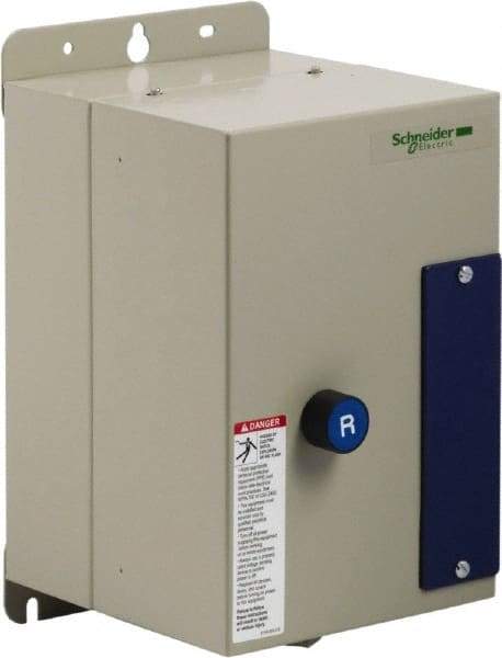 Schneider Electric - 9 Amp, 120 Coil VAC, Nonreversible Enclosed IEC Motor Starter - 1 Phase Hp: 0.3 at 120 VAC, 1 at 240 VAC, 3 Phase Hp: 2 at 208 VAC, 2 at 230 VAC, 5 at 460 VAC, 7.5 at 575 VAC - Makers Industrial Supply