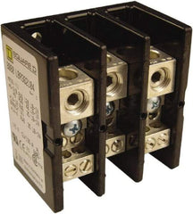 Square D - 3 Poles, 135 (Aluminium), 175 (Copper) Amp, Phenolic Power Distribution Block - 600 VAC, 1 Primary Connection - Makers Industrial Supply