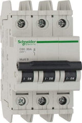 Schneider Electric - 35 Amp, 125 VDC, 240 VAC, 60 VDC, 3 Pole, DIN Rail Mount, Fixed Mount Miniature Circuit Breaker - Thermal Magnetic Trip, Multiple Breaking Capacity Ratings, 73mm Deep x 107mm High x 54mm Wide - Makers Industrial Supply