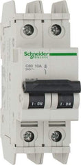 Schneider Electric - 10 Amp, 125 VDC, 240 VAC, 60 VDC, 1 Pole, DIN Rail Mount, Fixed Mount Miniature Circuit Breaker - Thermal Magnetic Trip, Multiple Breaking Capacity Ratings, 73mm Deep x 107mm High x 36mm Wide - Makers Industrial Supply