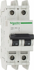 Schneider Electric - 25 Amp, 125 VDC, 240 VAC, 60 VDC, 1 Pole, DIN Rail Mount, Fixed Mount Miniature Circuit Breaker - Thermal Magnetic Trip, Multiple Breaking Capacity Ratings, 73mm Deep x 107mm High x 36mm Wide - Makers Industrial Supply