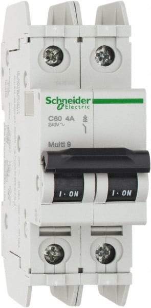 Schneider Electric - 4 Amp, 125 VDC, 240 VAC, 60 VDC, 1 Pole, DIN Rail Mount, Fixed Mount Miniature Circuit Breaker - Thermal Magnetic Trip, Multiple Breaking Capacity Ratings, 73mm Deep x 107mm High x 36mm Wide - Makers Industrial Supply