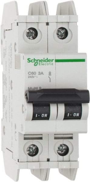 Schneider Electric - 3 Amp, 125 VDC, 240 VAC, 60 VDC, 1 Pole, DIN Rail Mount, Fixed Mount Miniature Circuit Breaker - Thermal Magnetic Trip, Multiple Breaking Capacity Ratings, 73mm Deep x 107mm High x 36mm Wide - Makers Industrial Supply