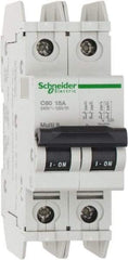 Schneider Electric - 15 Amp, 125 VDC, 240 VAC, 60 VDC, 1 Pole, DIN Rail Mount, Fixed Mount Miniature Circuit Breaker - Thermal Magnetic Trip, Multiple Breaking Capacity Ratings, 73mm Deep x 107mm High x 36mm Wide - Makers Industrial Supply