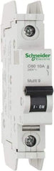 Schneider Electric - 10 Amp, 125 VDC, 240 VAC, 60 VDC, 1 Pole, DIN Rail Mount, Fixed Mount Miniature Circuit Breaker - Thermal Magnetic Trip, Multiple Breaking Capacity Ratings, 73mm Deep x 107mm High x 18mm Wide - Makers Industrial Supply