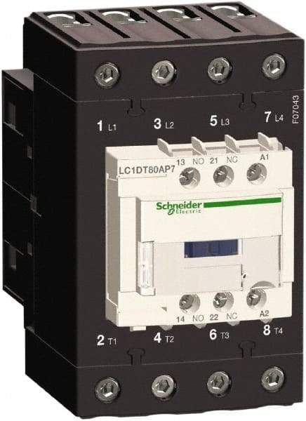 Schneider Electric - 4 Pole, 120 Coil VAC at 50/60 Hz, 80 Amp at 440 VAC, Nonreversible IEC Contactor - Bureau Veritas, CCC, CSA, CSA C22.2 No. 14, DNV, EN/IEC 60947-4-1, EN/IEC 60947-5-1, GL, GOST, LROS, RINA, UL 508, UL Listed - Makers Industrial Supply